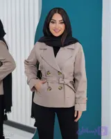 بارانی زنانه جنس سانتانا یقه انگلیسی مدل آژوان