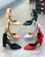کفش پاشنه بلند مدل نیوشا پاشنه ۷سانتی جنس رویه ساتن خارجی با رنگ‌بندی متنوع