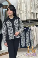 کت مجلسی زنانه دانتل دوزی مدل کاملیا مشکی | هانا شاپ