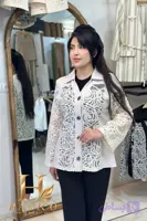 کت مجلسی زنانه دانتل دوزی مدل کاملیا کرم | هانا شاپ