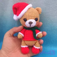 عروسک بافتنی خرس کریسمس 14سانتی بافت بارنگ دلخواه شما