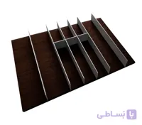 جای قاشق چنگال چوبی تیره باتقسیم کننده آلومینیومی ثابت ریل اسلیم عرض 120 فانتونی کد O174