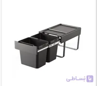 سطل دو قلو ریلی زیر سینک آرامبند حجم 52 لیتری دارای براکت 9206ملونی کد 9196
