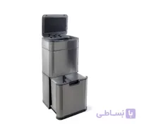سطل زباله 40 لیتری هوشمند سنسور دار استیل با قابلیت تفکیک زباله و مجهز به سطلهای داخلی دسته بندی شده HTN کد HTD592-11L+11L+9+9L
