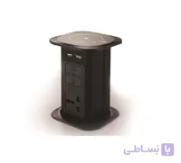 پریز برق لیفت آپ وایرلس با رنگ مشکی مات (پخش موزیک و 2 سوکت برق یونیورسال و شارژر وایرلس و 4 پورت USB) فانتونی کد N373