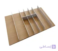 جای قاشق و چنگال چوبی روشن با تقسیم کننده آلومینیومی ثابت ریل اسلیم عرض 90 فانتونی کد O143