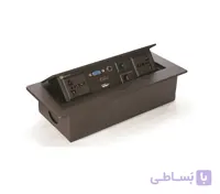 پریز برق پاپ آپ با دکمه تاچ مکانیکی رنگ سیلور (2 سوکت برق یونیورسال و 1 پورت USB و 1 پورت اینترنت و 1 پورت تلفن و 1 پورت HDMI و 1 پورت صدا و 1 پورت VGA) فانتونی کد N336