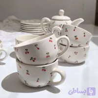 ست دستساز سرامیکی (فنجان و نعلبکی آلبالو🍒)