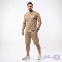 ست تیشرت و شلوارک مردانه بیسکویتی نسکافه ای