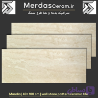 ماندیا – سرامیک نما طرح سنگ سایز 40×100 لعاب مات