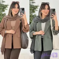 کت بلیزر زنانه سیتا اطلسی بافت‌دار (کد: 9606)