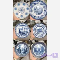 دیوارکوب بشقاب چینی قلم‌زنی آبی سنتی با لعاب براق و جلوه لوکس جایگزین تابلو حراجی مون