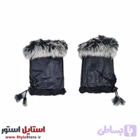 دستکش زنانه نیم انگشتی خز دار کد 1058 رنگ مشکی