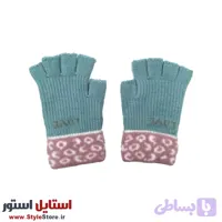 دستکش بافتنی نیم انگشتی زنانه طرح LOVE کد 1528 رنگ سبز