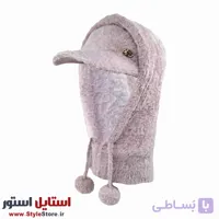 ست کلاه و شال گردن بافتنی زنانه سام مدل 518 رنگ کرم