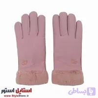 دستکش زنانه خز دار کد 1471 رنگ صورتی
