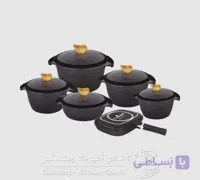 سرویس قابلمه 12 پارچه داخل سرامیک بدنه مشکی یونیک مدل UN-8854