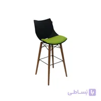 صندلی کانتر نظری مدل شل پایه چوبی با تشک