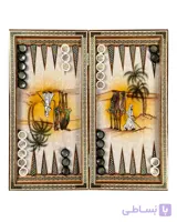 تخته نرد خاتم کاری نقاشی شتر و کاروان طرح بیابان کد 10438