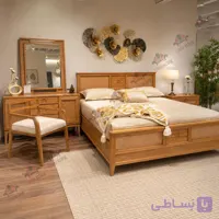 سرویس خواب دو نفره چوبی مدل حصیری