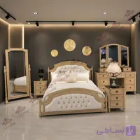 سرویس خواب دو نفره چوبی مدل آلاله