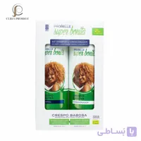 پک شامپو و نرم کننده حجم دهنده ضد وز و آبرسان عمیق موهای فر پروبل Probelle Super Bonita Kit- Crespo Babosa 2L
