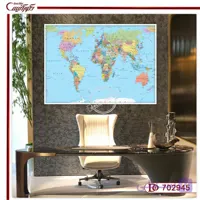 تابلو دیواری نقشه جهان رنگی R702945