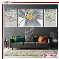 تابلو دکوراتیو سه‌تکه گل و درخت مدرن A142828