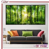 تابلو منظره جنگل سبز با نور خورشید E276530