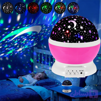 چراغ خواب تابشی ماه و ستاره دوار رنگ صورتی مدل SM02 مناسب هدیه کودک با قابلیت ارسال کادو پیچ