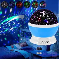 چراغ خواب تابشی ماه و ستاره دوار رنگ آبی مدل SM01 مناسب هدیه کودک با قابلیت ارسال کادو پیچ