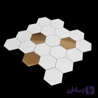 بین کابینتی شش ضلعی درشت سفید دکور طلایی H201