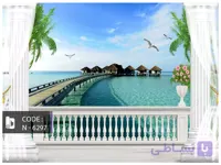 پوستر طبیعت طرح دریای آبی کد N-6297