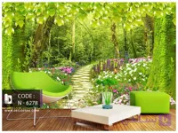 پوستر طبیعت طرح پیاده رو در جنگل سرسبز N-6278