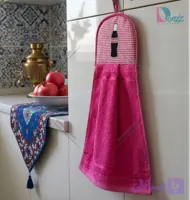 آویز حوله ای آشپزخانه طرح نوشابه رنگ سرخابی