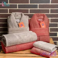 حوله ست دو نفره کاریزما رنگ آجری و استخونی