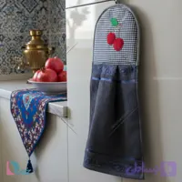 آویز حوله ای آشپزخانه طرح گیلاس رنگ بادمجونی