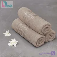 حوله دستی بسته سه عددی طرح ورساچه رنگ سدری