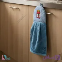 حوله آشپزخانه داماس طرح مربا رنگ آبی روشن