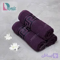 حوله دستی بسته سه عددی طرح ورساچه رنگ بنفش تیره