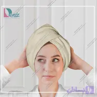 حوله سر طرح ساده مدل کلاه پیچ رنگ کرم