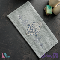 حوله دستی سرمه دوزی داماس رنگ طوسی سبز