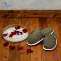 دمپایی حوله ای طرح کرالیچ رنگ زیتونی