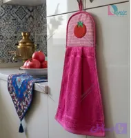 آویز حوله ای آشپزخانه طرح گوجه رنگ سرخابی