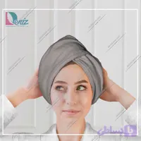 حوله سر طرح ساده مدل کلاه پیچ رنگ طوسی تیره