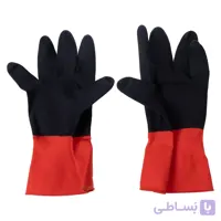 دستکش صنعتی دو لایه صنعت کار رنگ مشکی قرمز