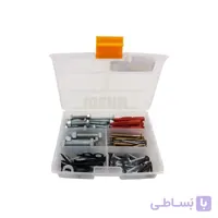 مجموعه 130 عددی پیچ و رولپلاک و میخ مهر مدل DDB-130 به همراه جعبه ابزار مهر مدل ORG-7 سایز 7 اینچ