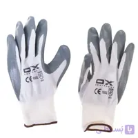 دستکش ایمنی نیتریل او ایکس مدل 2241 رنگ طوسی سفید سایز XL