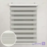 پرده زبرا پلیسه سفید نباتی با لمه طلایی کد T2115