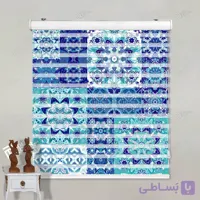 پرده زبرا تصویری طرح اسلیمی آبی کد pt019